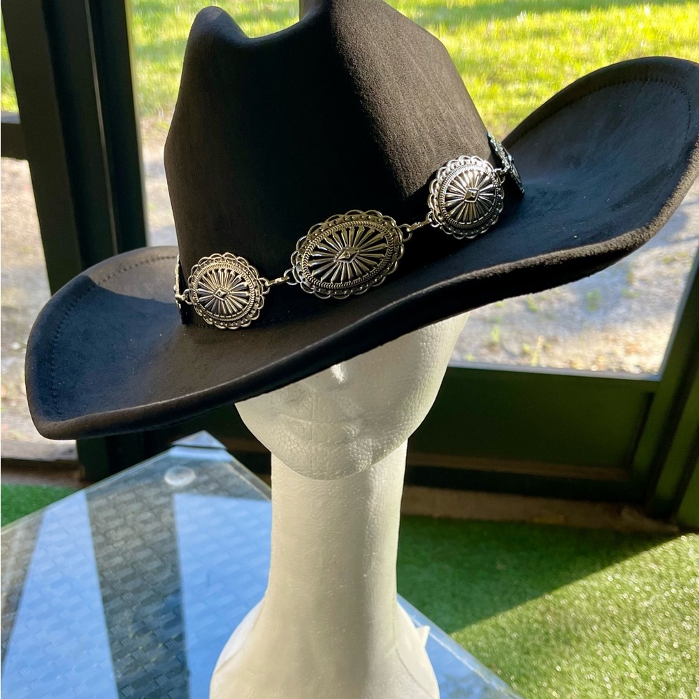 New Black Western Suede Cowboy Hat - Picture 7 of 16